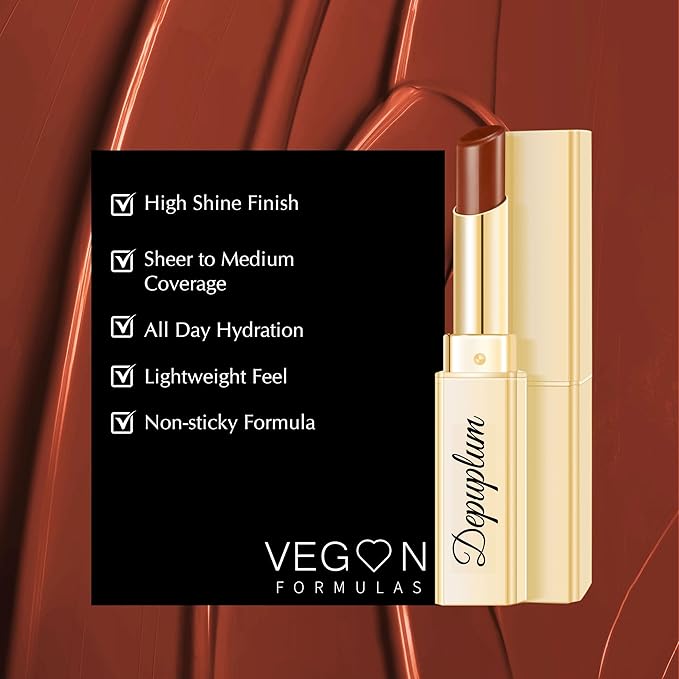 Depuplum Brown Lipstick for Women Moisture Lip Gloss Tinted Lip Balm