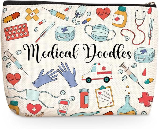 Wenboco Nurse Makeup Bags, Medical Noodles Cosmetic Bags With Zipper
