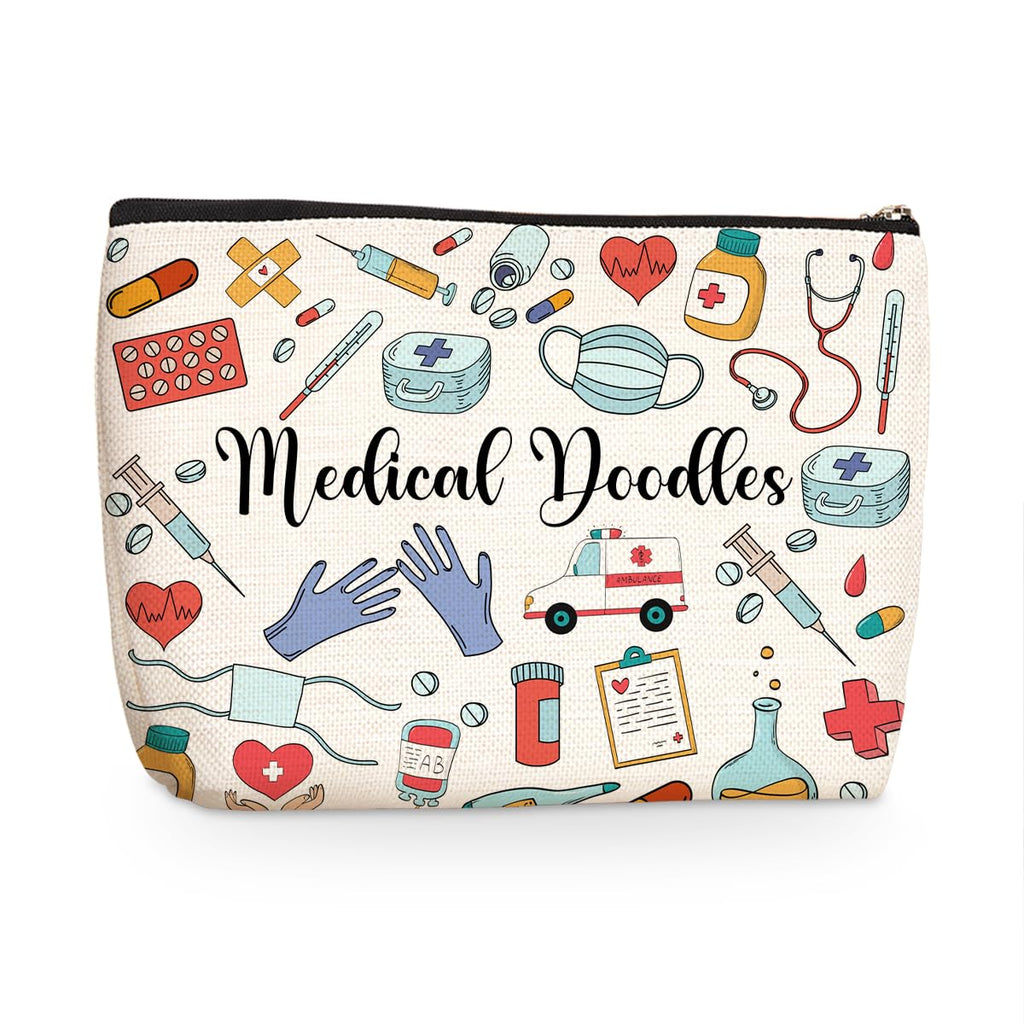 Wenboco Nurse Makeup Bags, Medical Noodles Cosmetic Bags With Zipper