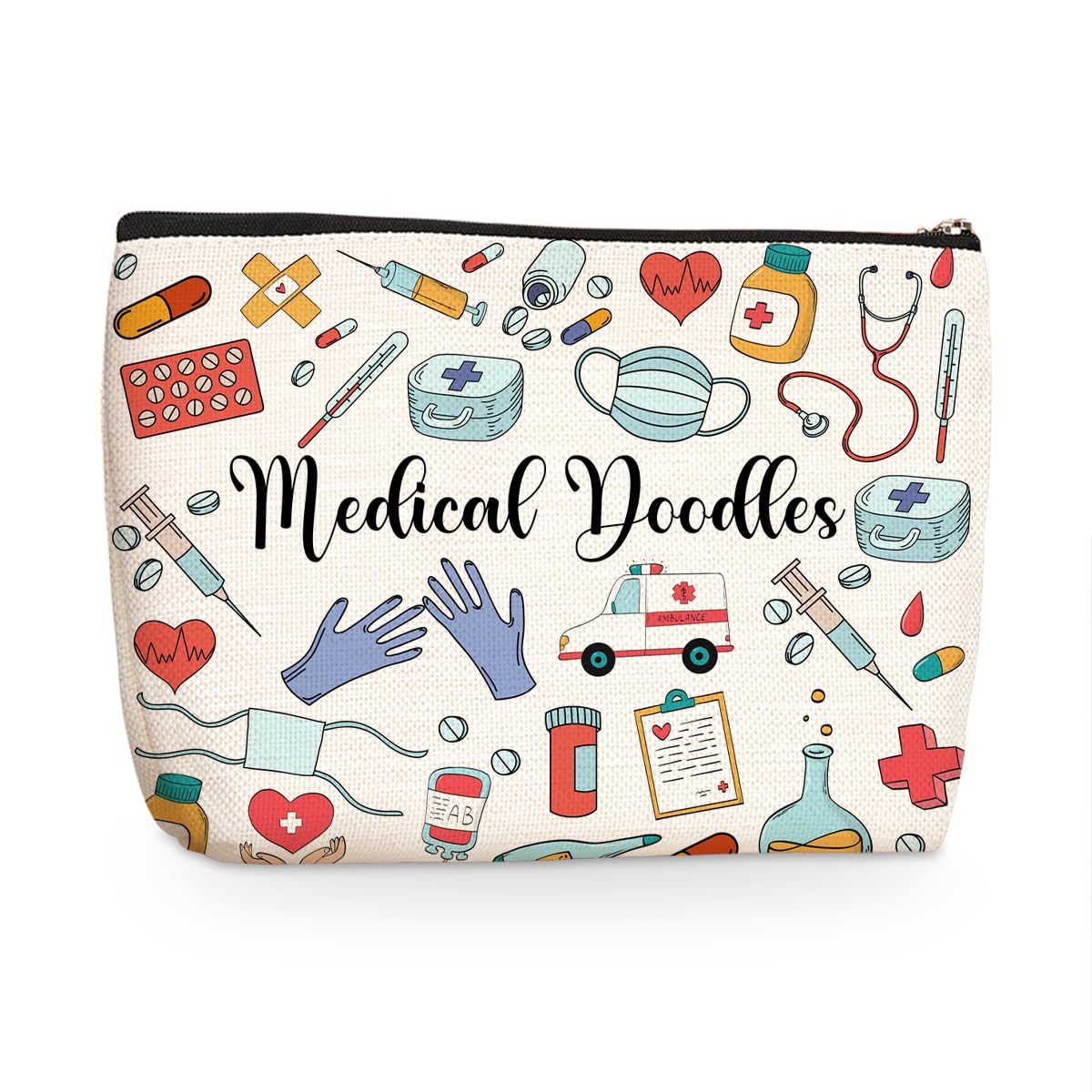 Wenboco Nurse Makeup Bags, Medical Noodles Cosmetic Bags With Zipper