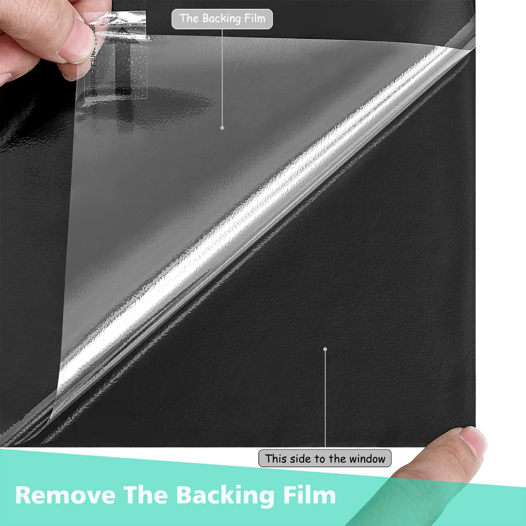 Volcanics Blackout Window Film with Installation Tools, Privacy Frosted Sun Blocking Black Window Cover Room Darkening Window Tint for Home Static Cling 100% Light Blocking 17.5 x 78.7 Inches