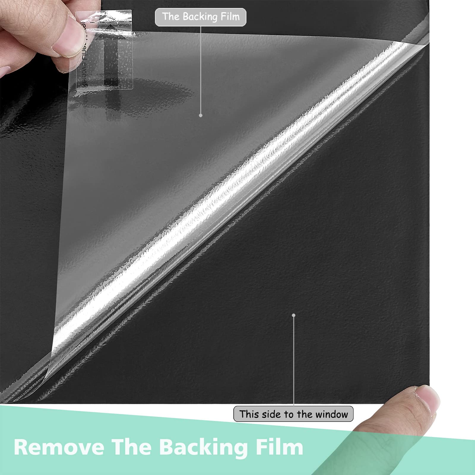 Volcanics Blackout Window Film with Installation Tools, Privacy Frosted Sun Blocking Black Window Cover Room Darkening Window Tint for Home Static Cling 100% Light Blocking 17.5 x 78.7 Inches