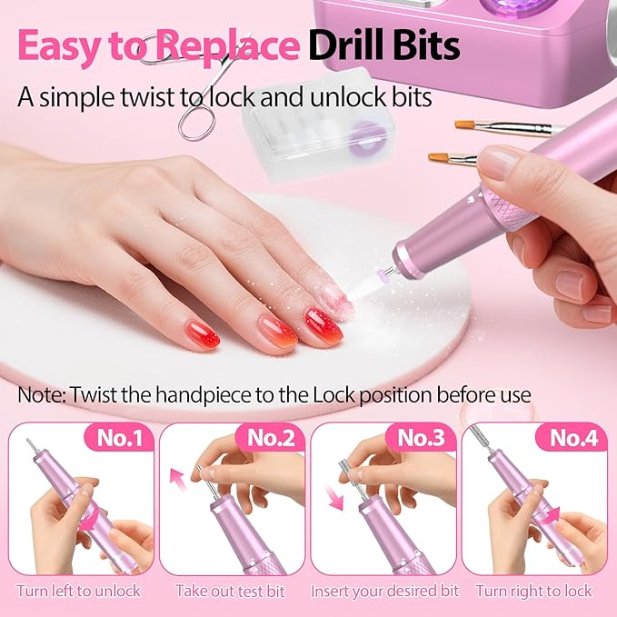 PYVOLA 45000RPM Professional Corded Nail Drill E-File Kit for Salon Home