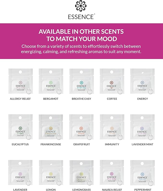 Essence Wearable Aromatherapy Nasal Diffuser – Nausea Relief Essential Oil
