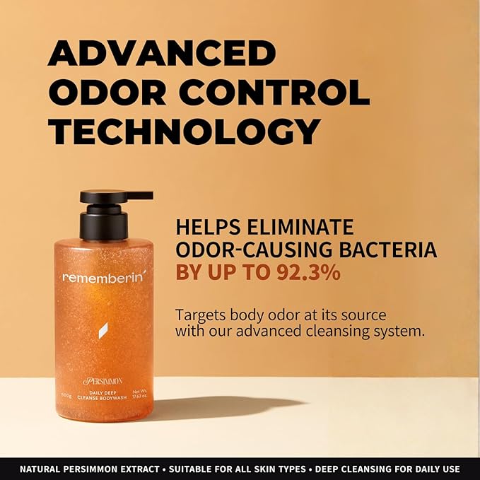 Rememberin Persimmon Body Wash for Aging & Nonenal Odor (17.6 oz / 500g)
