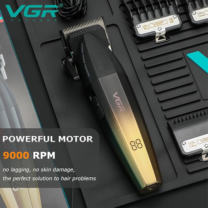 VGR 003 Professional Hair Clippers for Men with Clipper Trimmer Set, Gold