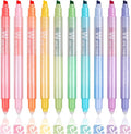 HANKU Erasable Highlighters, 10 Assorted Pastel Colors, Dual Tip Markers