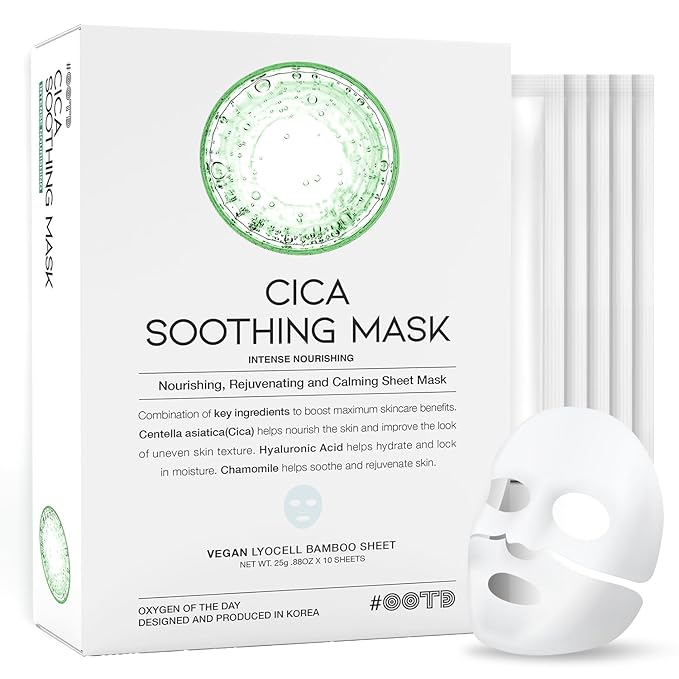 #OOTD Cica Calming Moisturizing Vegan Sheet Mask(10-Pack) | Korean Skincare