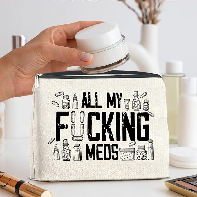 UPNEGE Funny Medicine Gifts Med Travel Makeup Bag for Women