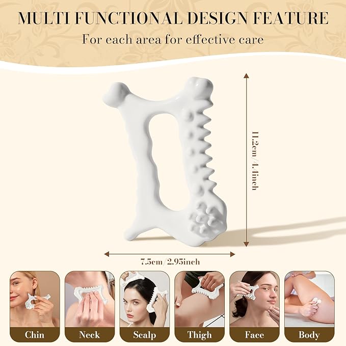 Worive 9 in 1 Ceramic Body Gua Sha Facial Tool, Korean Face Body 괄사