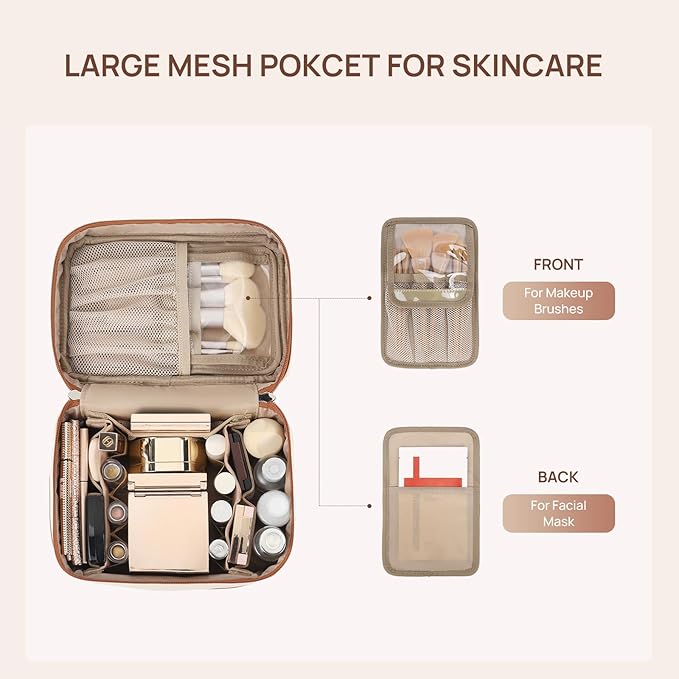 Telena Large Makeup Bag, Travel Toiletry Bag for Women, Vegan Leather
