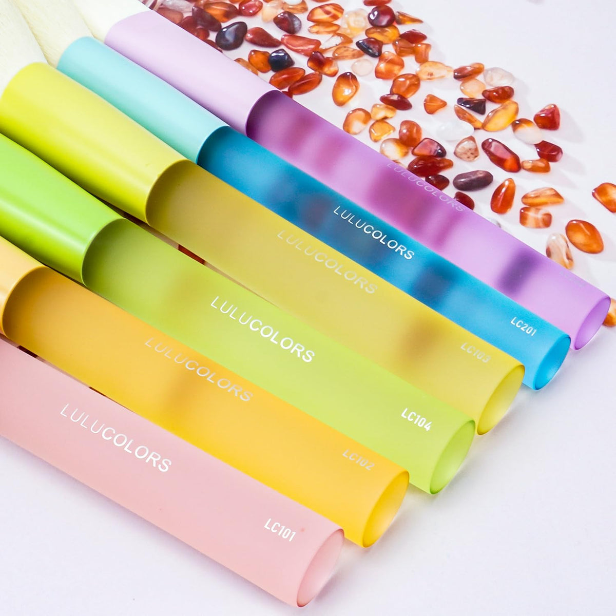 LULUCOLORS 18Pcs Candy‑Colored and Soft Touch Makeup Brush Set