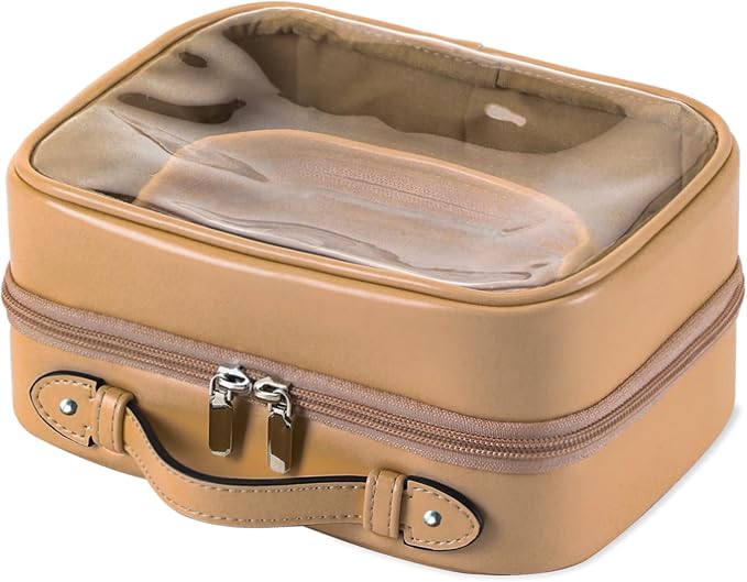 Veki TSA Approved Toiletry Bag Transparent Makeup Bags, Small Coffee