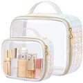 PACKISM Clear Makeup Bag Travel - TSA Approved Toiletry Bag, 2 Pack White