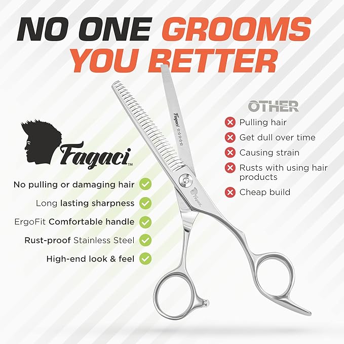 Fagaci Professional Thinning Shears 6" 440C Thinning Scissors Sharp Blades