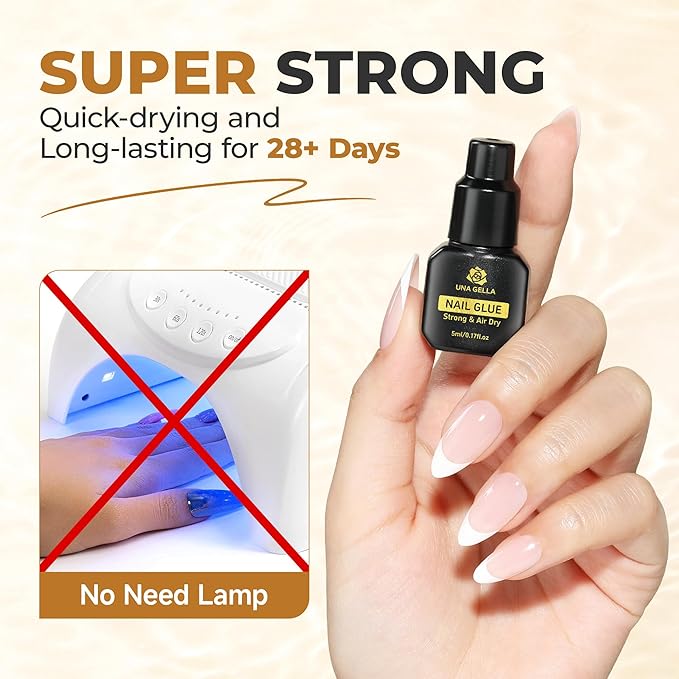 UNA GELLA Super Strong Nail Glue for Press Ons Fast Drying (5ML*3PCS)