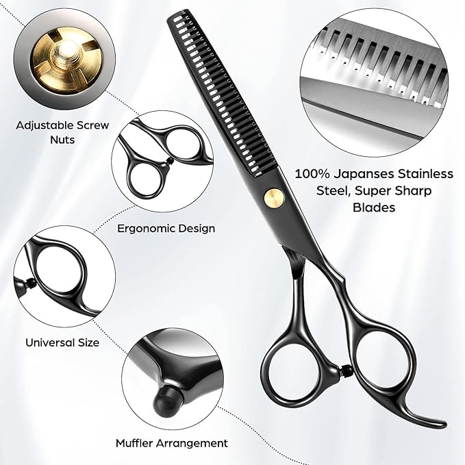 Wenshall Hair Cutting Scissors Professional 6.89 inch Barber Scissors Multifunctional Salon Thinning Scissors Straight Shears Tools for Mother Father Friends' Christmas Gift