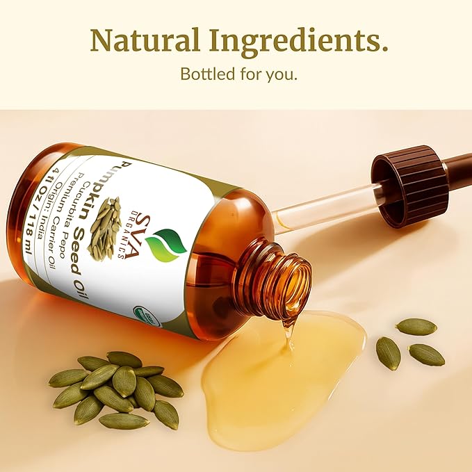 SVA Organic Pumpkin Seed Oil, Glass Bottle with Dropper, 4 Fl Oz (118 ml)