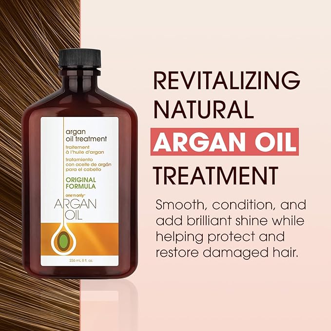 One 'N Only Argan Oil Hair Treatment - Lightweight & Hydrating Hair Oil for Natural, Wigs & Extensions - Shine Enhancing, Heat Protectant & Frizz Control (8 oz, 2pk)