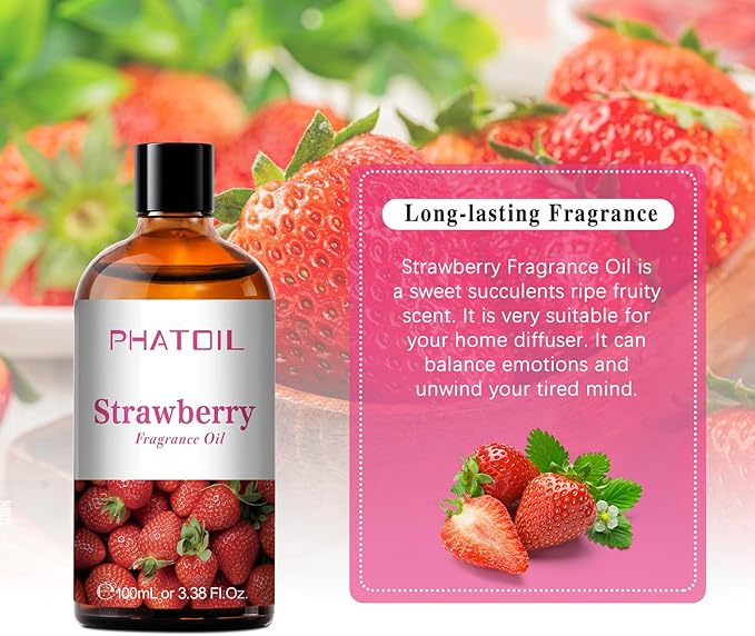 PHATOIL Strawberry Fragrance Oil for Diffuser Aromatherapy 3.38FL.OZ