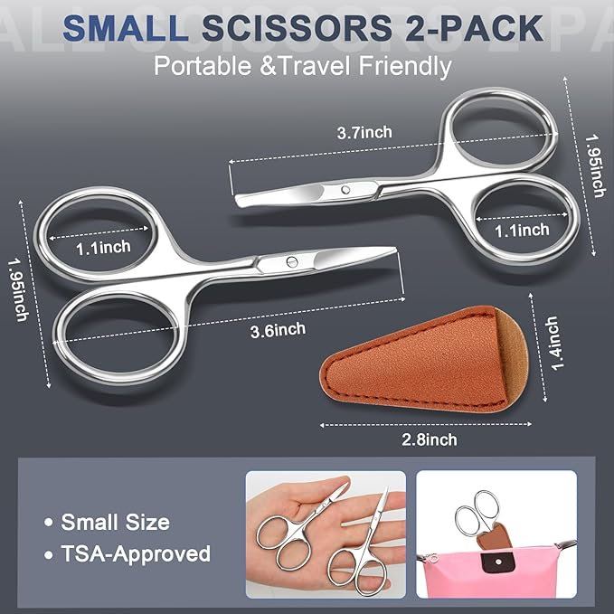 ESVIENS 2 Pack Eyebrow Nose Hair Scissors, Stainless Steel Rounded Tips