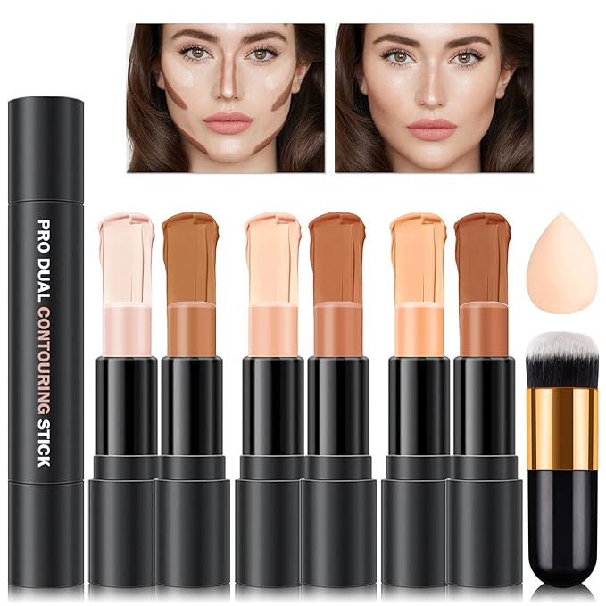 CAHIUYOA 6 Color Cream Contour Highlighter Makeup Kit (Set B)