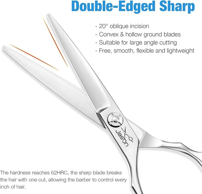 JASON Hair Cutting Scissors Shears - 6" Left Handed Barber Professional