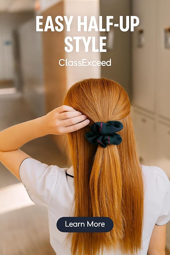 ClassExceed School Uniform Plaid, Plaid Scrunchie, Back to school, handmade school uniform hair accessories (Green Navy Yellow red Plaid55)