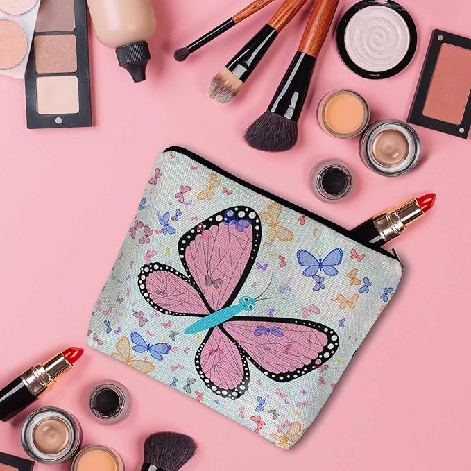 Kalygon Makeup Bag For Purse Butterfly, Colorful Butterflies Garden Butterfly Cosmetic Bags For Women With Zipper Travel Toiletry Pouch Makeup Bags Makeup Organizers Purse For Toiletries Cosmetics