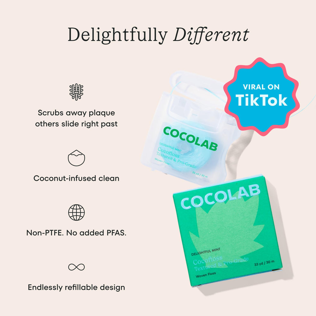 Cocofloss Woven Dental Floss Refill by COCOLAB, Mint Scent, 3-Pack