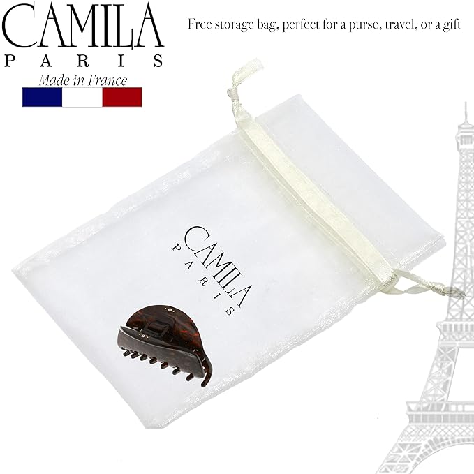 Camila Paris CP2961 French Hair Clip for Women, Small Handmade, Brown, Strong Hold Grip Hair Clips for Women, No Slip Durable Styling Girls Hair Accessories, Made in France