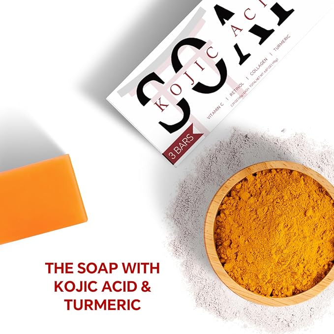 ORIENTLEAF Kojic Acid Soap, Turmeric Soap Bar for Dark Spots, 3 Pack