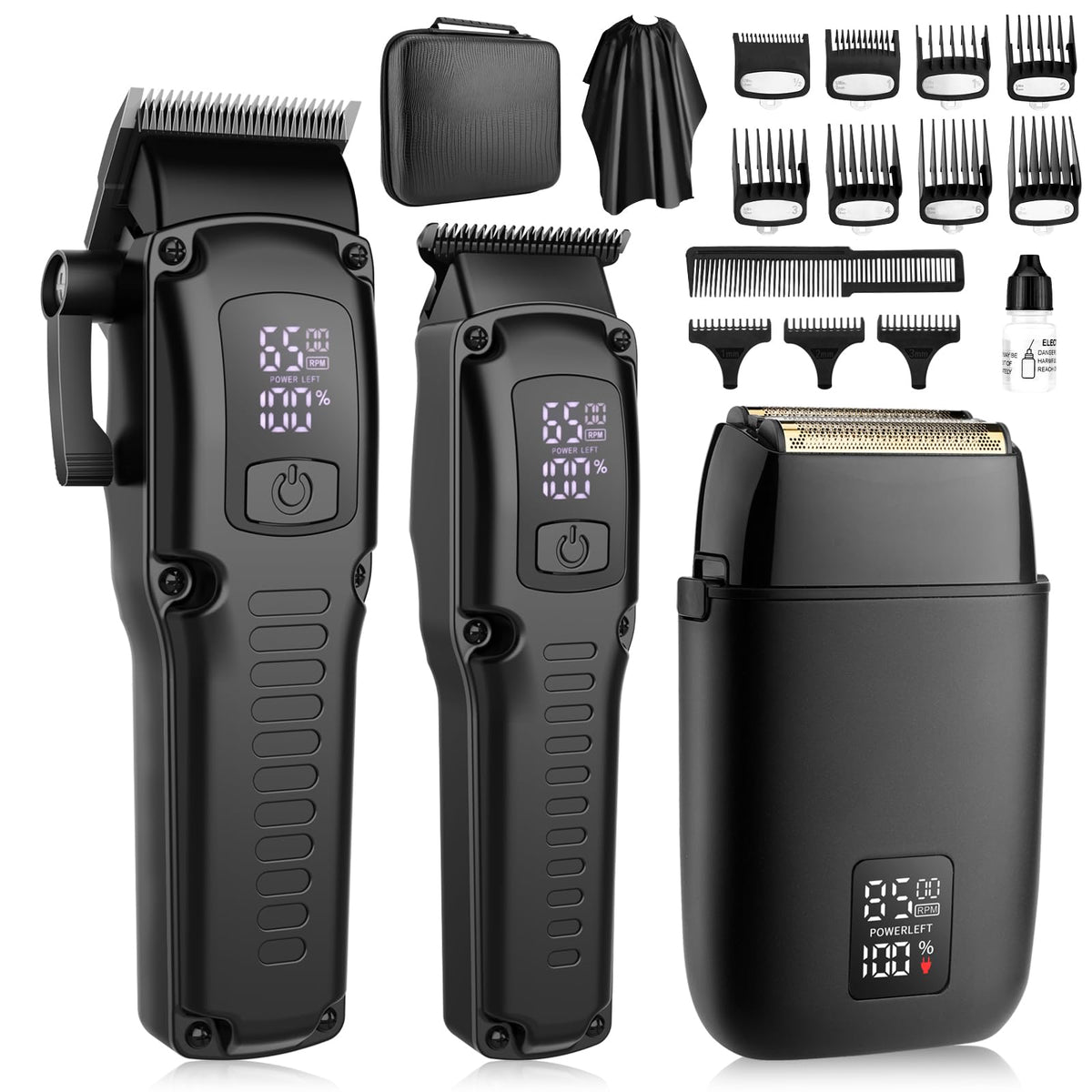 QREEYX Hair Clippers for Man T-Blade Trimmer Nose Hair Trimmer Electric Shaver Set, Professional 4 in 1 Barber Clippers Set for Haircut, Men’s Grooming Kit with LCD Display, Ideal Gift for Him