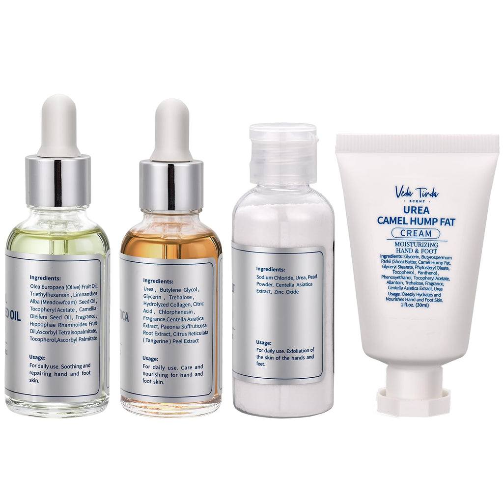 Foot Care Kit - Tea Tree Oil, Urea Cream 40%, Salt Scrub, Serum, Heel Socks
