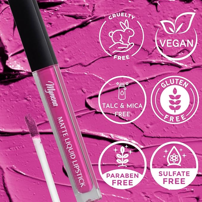Mynena Bright Cool Pink Matte Liquid Lipstick | Long-Lasting, Waterproof, No Smudge, No Transfer Lip Color | All-Day Wear for Long Days | Lightweight Comfortable Non-Drying – Vibrant Pink Pop | Rosa