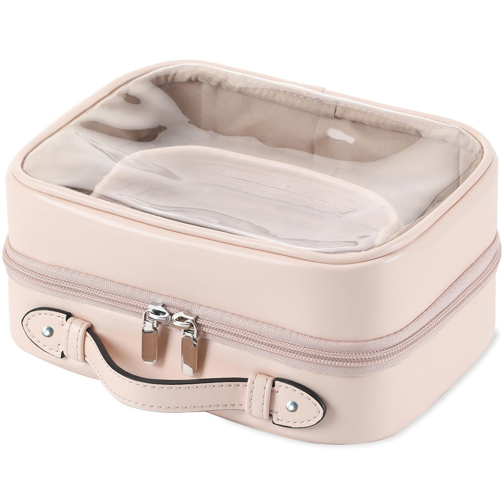 Veki TSA Approved Toiletry Bag Transparent Makeup Bags, Large Pink