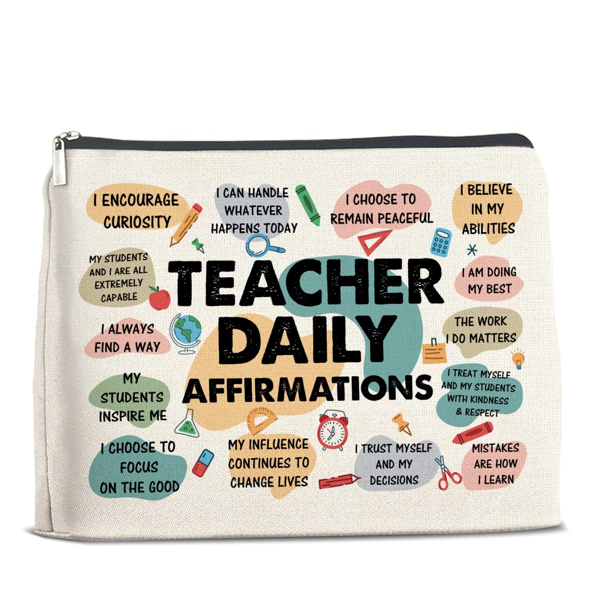 UPNEGE Inspirational Teacher Gifts Makeup Bag, Graduation & Daily Affirmations Zipper Pouch