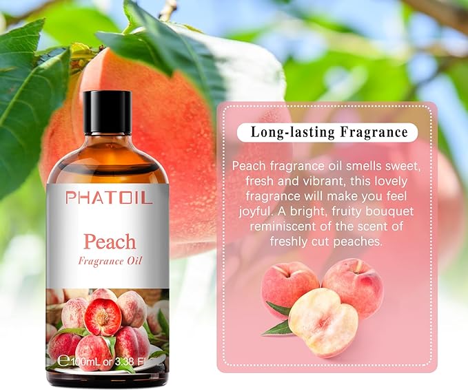 PHATOIL Peach Fragrance Oil for Diffuser Aromatherapy 3.38FL.OZ