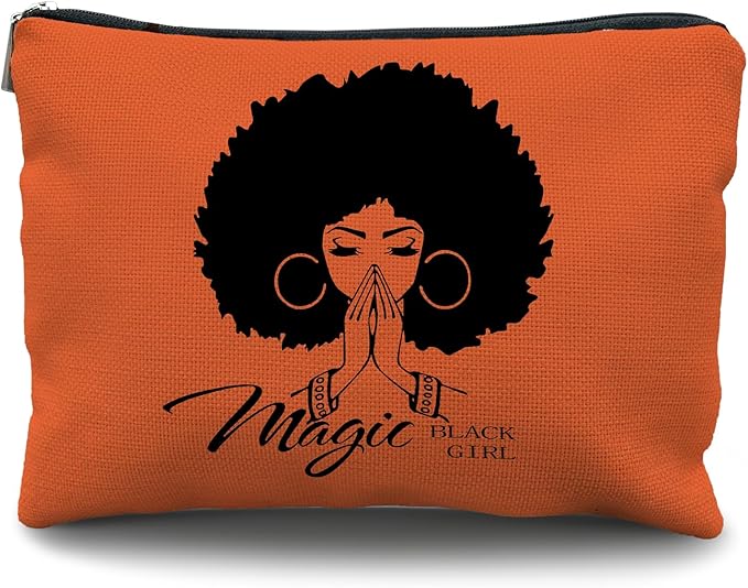 Likjad Black Girl Magic Makeup Bag - African American Girl & Women Gift - Cosmetic Bag