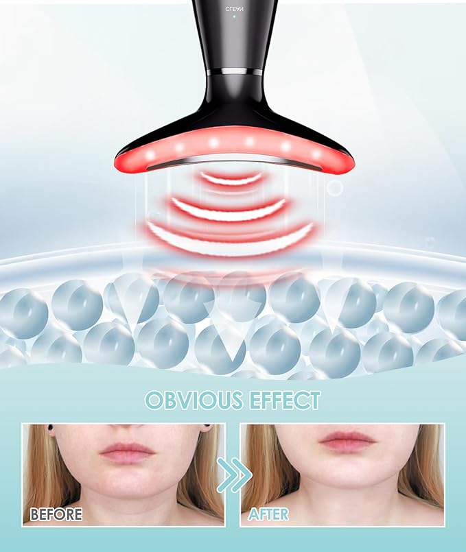 Jobazok 7 Color Neck Face Massager - Facial Massager Tool for Skin Care at Home, Vibrating Face Massager with Thermals, Galvanic Machines Black