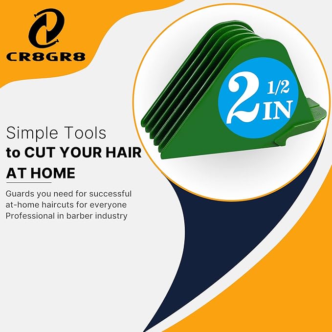 Clipper Guards Compatible with Wahl 10 12 14 16 18 20 Hair Clipper Guards 6pcs Extra Long Clipper Guard Attachments 2.5 Inch Clipper Guides Multiple Sizes Universal 2.5", 2.25", 2", 1.75", 1.5", 1.25"
