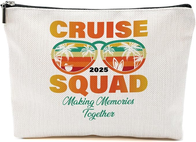 Cruise Vacation 2025 Cosmetic Bag Girls Trip Gifts Favors, Friends Family Memories Cruise Gifts Makeup Bag, Beach Gifts Weekend Bag, Friendship Gifts for Women Girls, Summer Cruise Beach Survival Kit