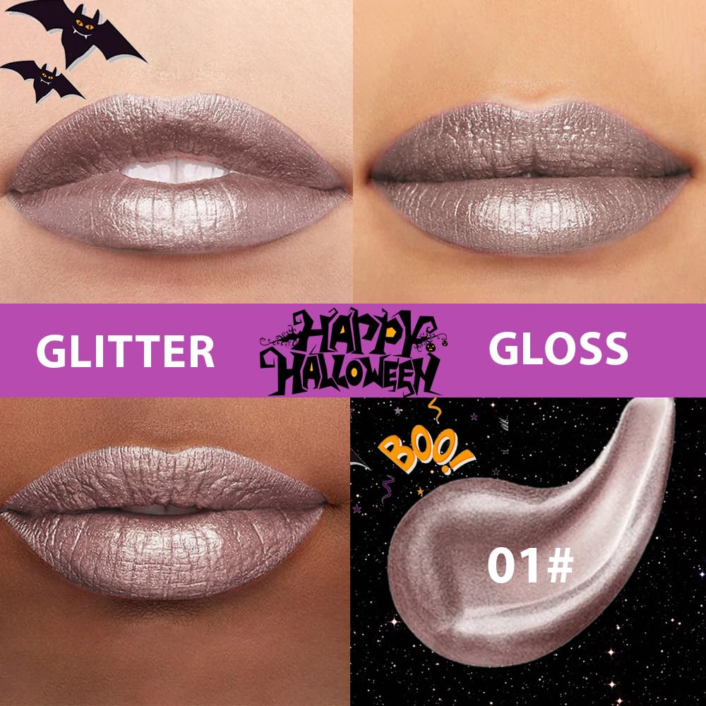 CAKAILA Taupe Metallic Lipstick for Women,Glitter Sparkling Liquid Lipstick,Long Lasting Waterproof Lightweight Comfortable Non-Drying Bold Dark Lip Gloss for Gothic Stage Makeup,Cruelty Free