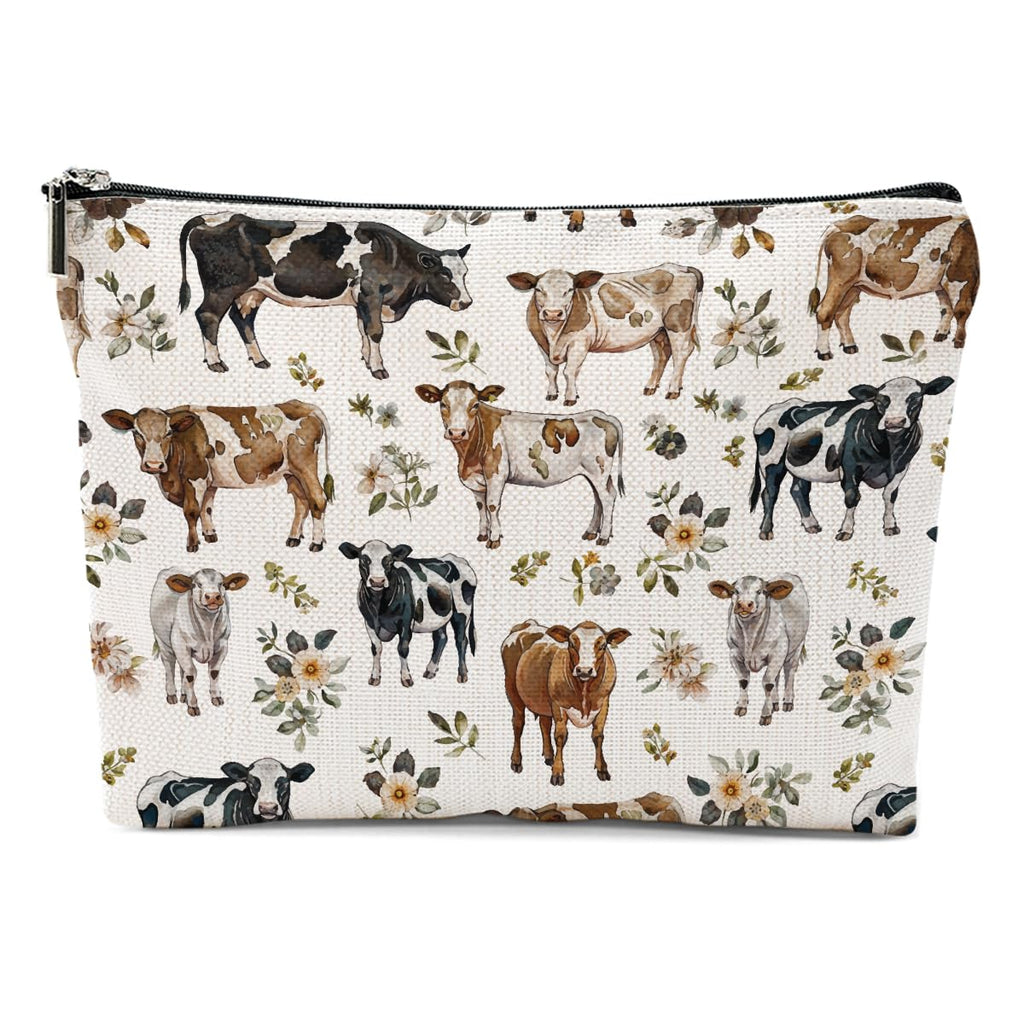 Cow Gifts, Cow Print Stuff Makeup Bag, Cosmetic Bag Travel Pouch, Animal Lovers Friendship Graduation Birthday Gifts for Women Girls Daughter Sisters Bestie Best Friend