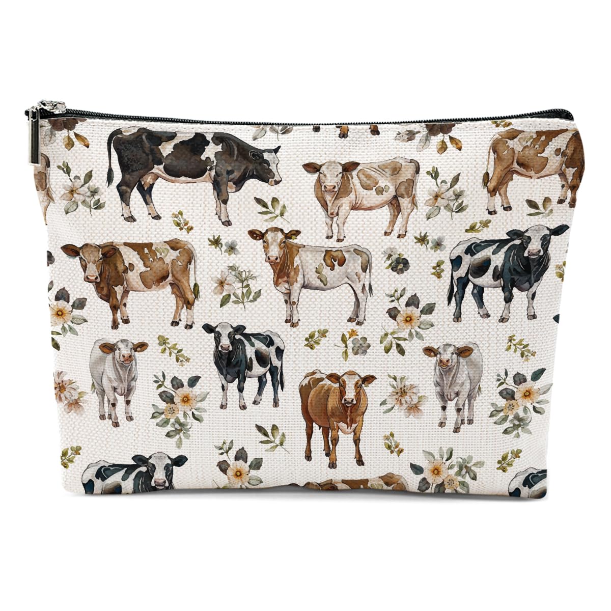 Cow Gifts, Cow Print Stuff Makeup Bag, Cosmetic Bag Travel Pouch, Animal Lovers Friendship Graduation Birthday Gifts for Women Girls Daughter Sisters Bestie Best Friend