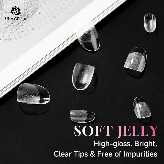 UNA GELLA Oval Gel Nail Tips, 312 Pcs Short Oval Round Nails