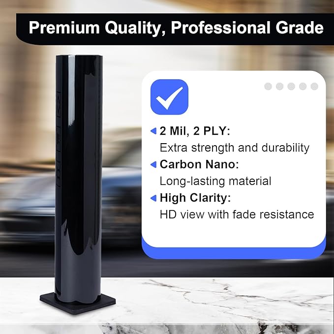 Auto Window Tint Film Roll - 15% VLT Privacy, UV Protection, Scratch & Heat Resistant - Blackout Shade for Car Windows - Nano Carbon Formula - Automotive Baby Protection - 24" x100' Roll