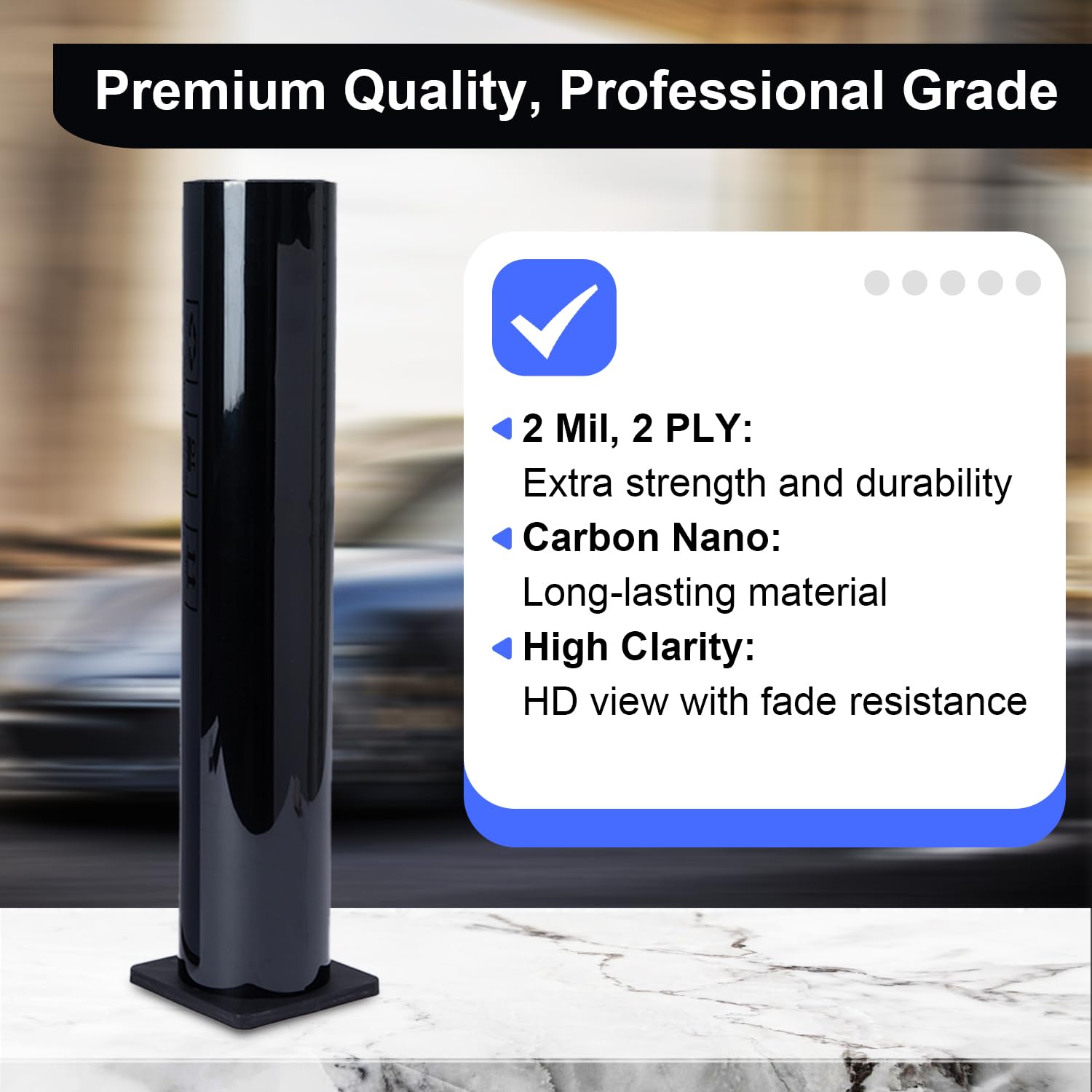 LuxeShade Professional Auto Window Tint Film Roll, 15% Premium Carbon Car Window Privacy Film, 24IN x 100FT- UV Protection, Scratch & Heat Resistant - Blackout Shade for Car Windows
