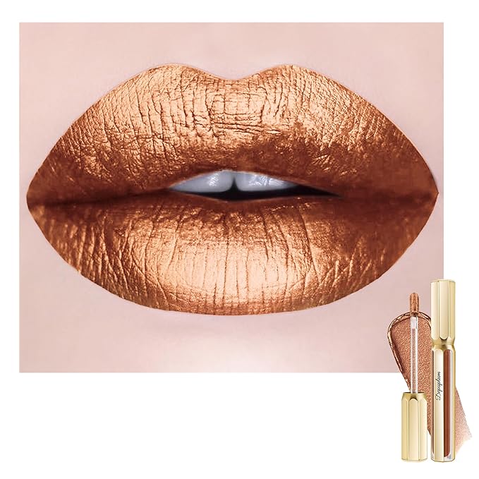Depuplum Brown Lipsticks for Women Metallic Glitter Lipstick Long Lasting