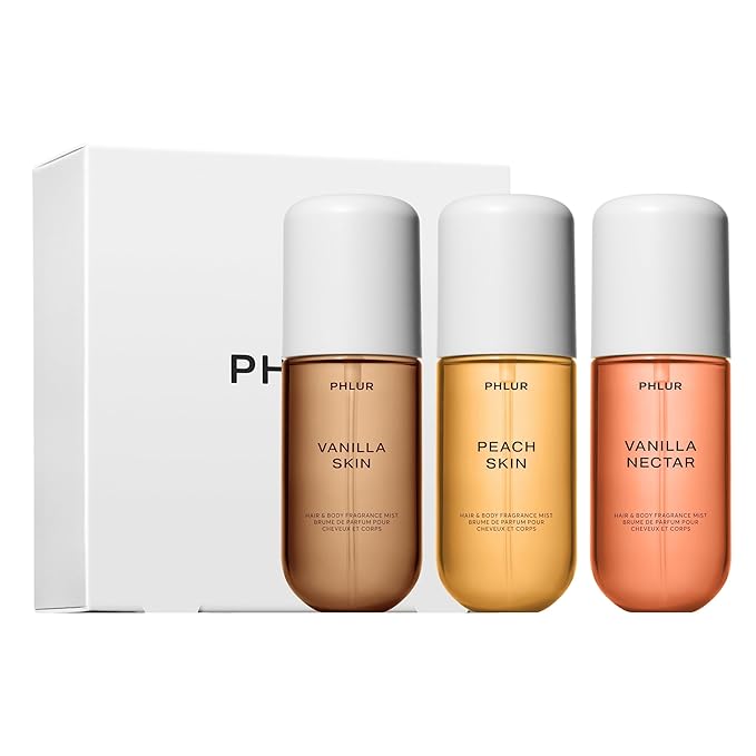 PHLUR Vanilla Peach Trio ($78 Value) Hair & Body Mist Set, 3 Oz Each